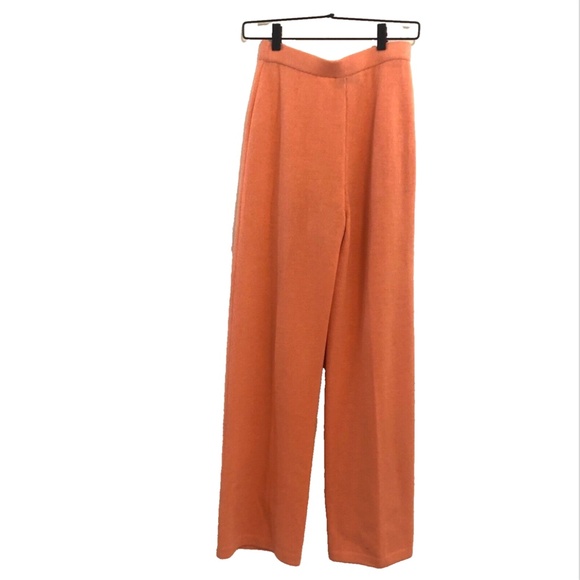 Wool Blend Santana Knit, Wide Leg Pants, Peach Color - Picture 1 of 16
